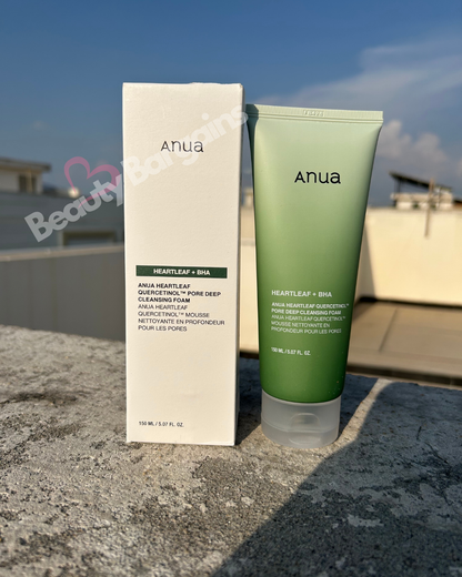 ANUA HEARTLEAF + BHA QUERCETINOL DEEP CLEANSING FOAM – 150ML. (WHITE BOX).