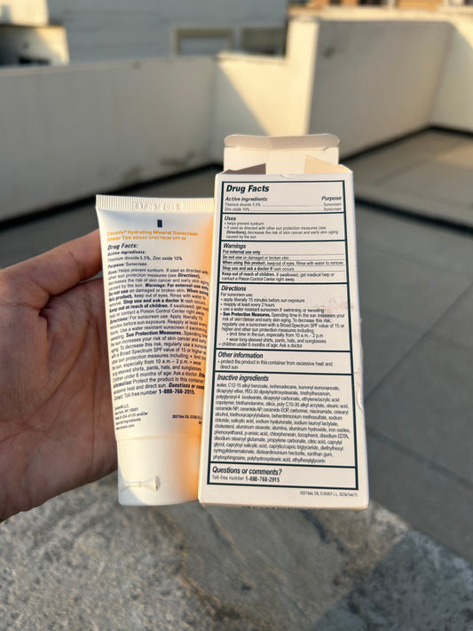 CERA VE HYDRATING MINERAL ULTRA SHEER TINTED SUNSCREEN SPF 30 50 ML