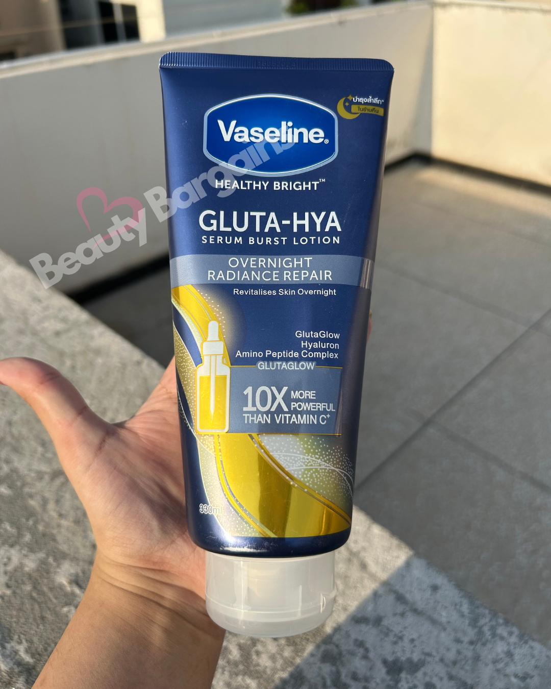 VASELINE OVERNIGHT RADIANCE REPAIR GLUTA SERUM BURST LOTION 330 ML FULL SIZE.