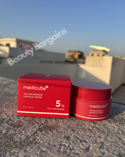 MEDICUBE 5% TXA + NIACINAMIDE CAPSULE CREAM 55 GRAMS.